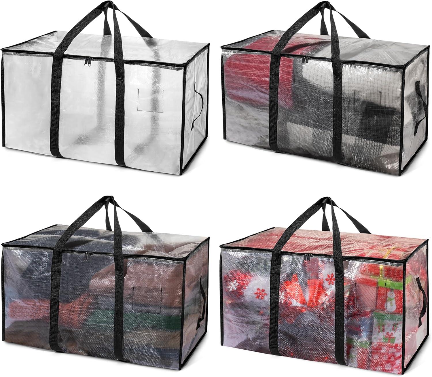 imageClearSpace Oversized Moving Bags or Storage Bag Large Moving Boxes with Backpack Straps Zippers amp Handles HeavyDuty Packing Bags for Moving College Dorm Christmas Decorations 2 PackClear