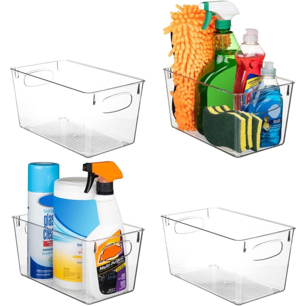 imageClearSpace Clear Plastic Storage Bins  Perfect Kitchen Organization and Storage or Pantry Storage  Fridge Organizer Pantry Organization and Clear Storage Bins Cabinet Organizers4 Pack