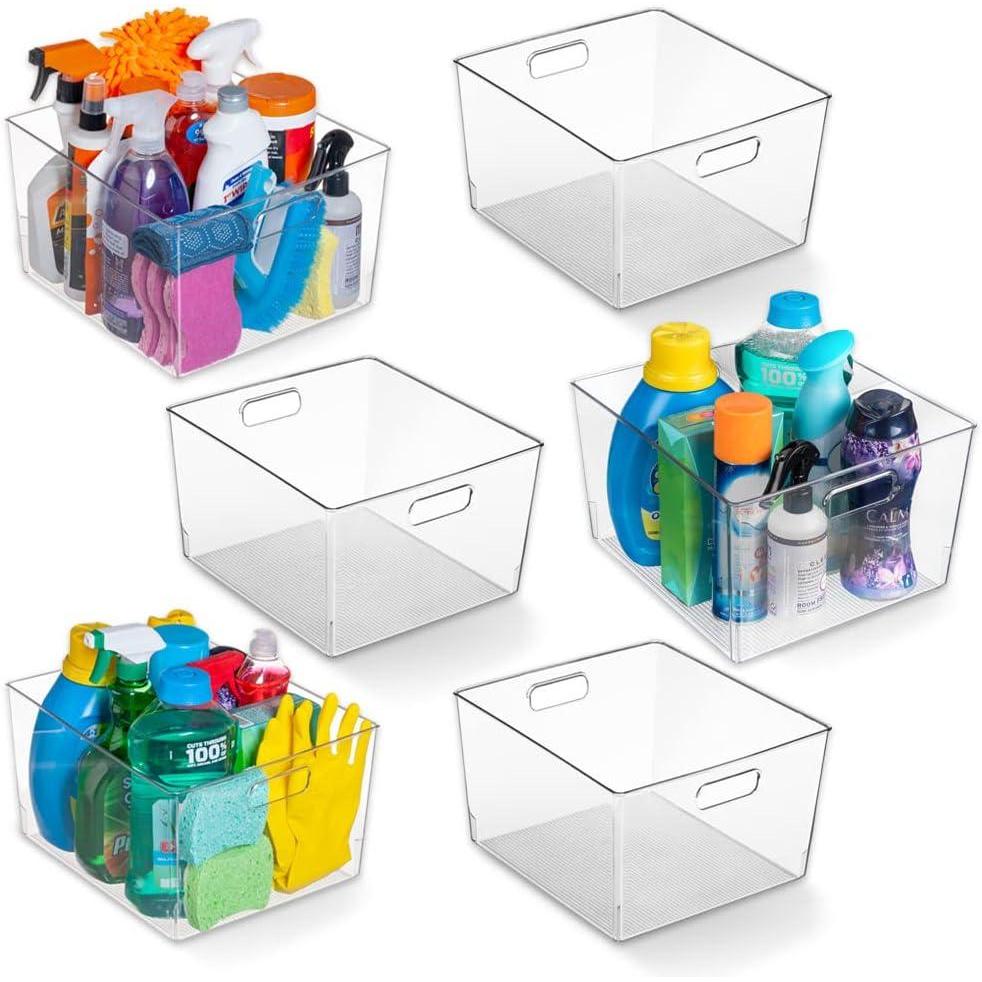 imageClearSpace Clear Plastic Storage Bins XL 8 Pack Perfect Kitchen or Pantry Organization Fridge Organizer and Storage Bins Cabinet Organizers6 Pack