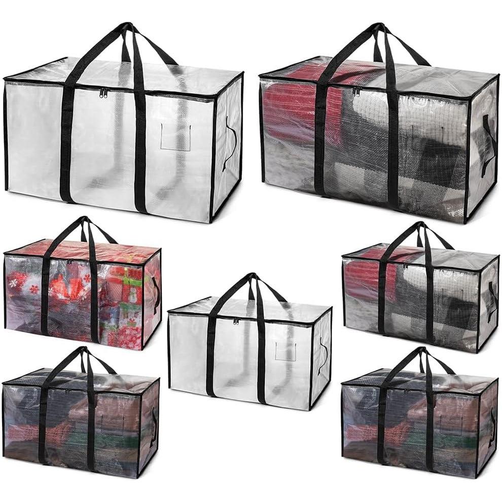 imageClearSpace Heavy Duty Moving Bags or Storage Bags  Clear Storage Bins with Lids Large Moving Boxes with Backpack Straps amp Zippers Packing Box amp Moving Supplies for College Dorm 3 Pack7 Pack