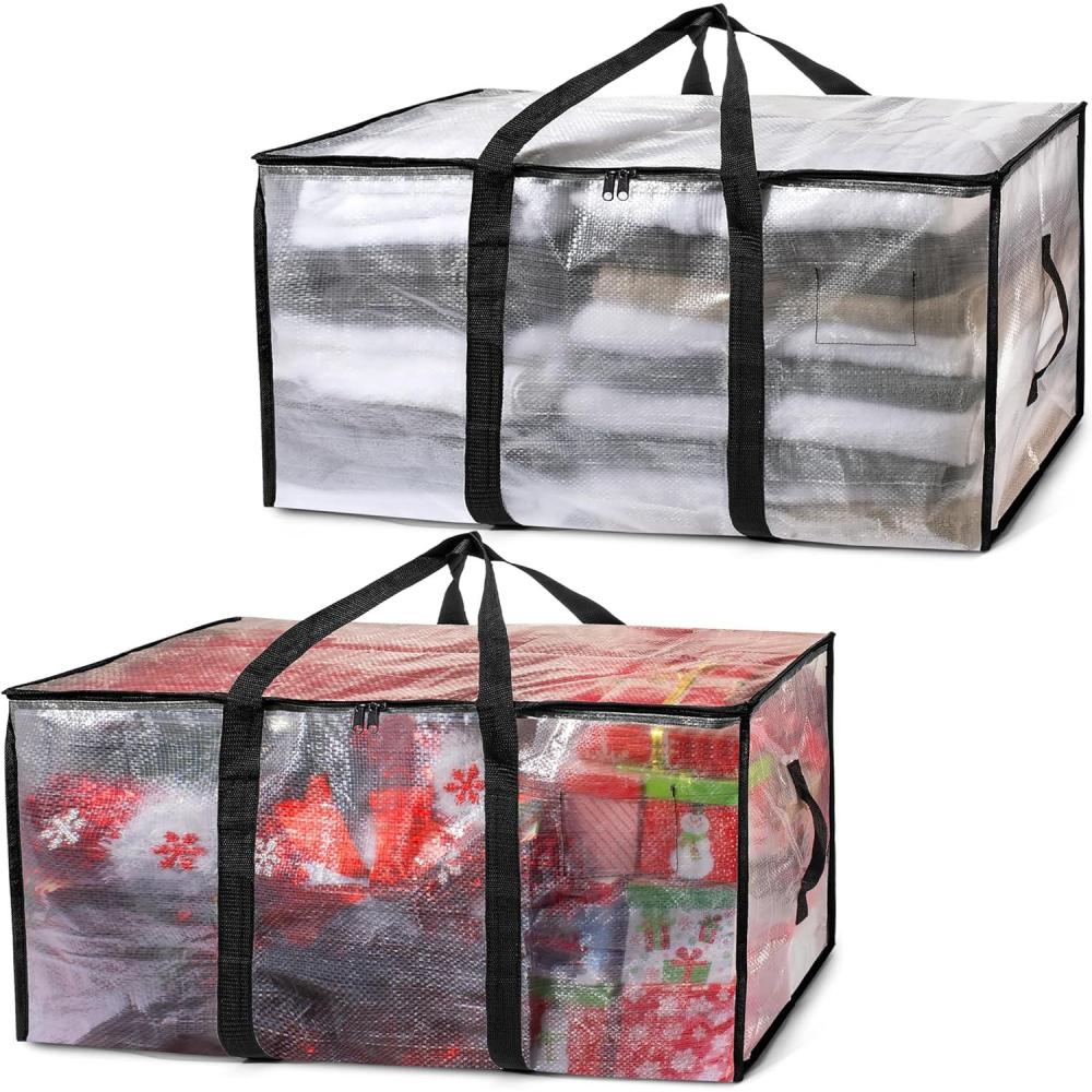 imageClearSpace Oversized Moving Bags or Storage Bag Large Moving Boxes with Backpack Straps Zippers amp Handles HeavyDuty Packing Bags for Moving College Dorm Christmas Decorations 2 PackClear