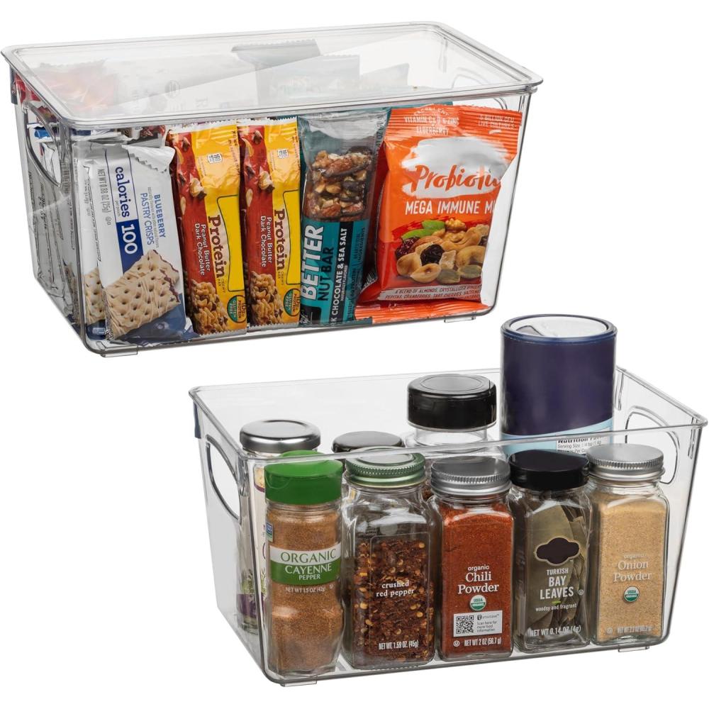 imageClearSpace Plastic Pantry Organization and Storage Bins with Lids  Perfect Kitchen Organization or Kitchen Storage  Fridge Organizer Refrigerator Organizer Bins Cabinet Organizers2 Pack