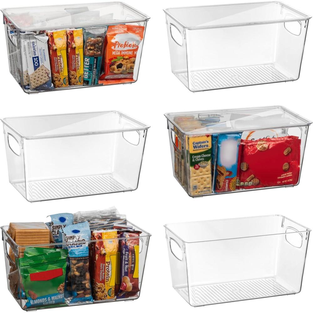 imageClearSpace Plastic Pantry Organization and Storage Bins with Lids  Perfect Kitchen Organization or Kitchen Storage  Fridge Organizer Refrigerator Organizer Bins Cabinet Organizers6 Pack