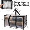 ClearSpace Oversized Moving Bags or Storage Bag – Large Moving Boxes with Backpack Straps, Zippers & Handles – Heavy-Duty Packing Bags for Moving, College Dorm, Christmas Decorations, 2 Pack(Clear)