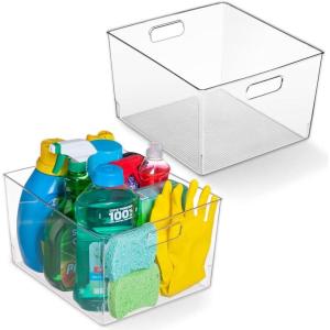 ClearSpace Clear Plastic Storage Bins – XL 8 Pack Perfect Kitchen or Pantry Organization Fridge Organizer and Storage Bins, Cabinet Organizers(2 Pack)