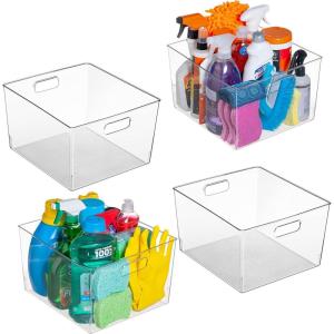 ClearSpace Clear Plastic Storage Bins – XL 8 Pack Perfect Kitchen or Pantry Organization Fridge Organizer and Storage Bins, Cabinet Organizers(4 Pack)