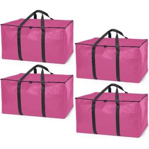 ClearSpace Heavy Duty Moving Bags or Storage Bag – Large Moving Boxes with Backpack Straps, Zippers & Handles – Perfect for Moving, College Dorm, Traveling, Camping, Christmas Decorations, 2 Pack(Pink)