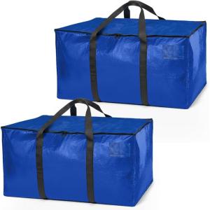 ClearSpace Heavy Duty Moving Bags or Storage Bag – Large Moving Boxes with Backpack Straps, Zippers & Handles – Perfect for Moving, College Dorm, Traveling, Camping, Christmas Decorations, 2 Pack(Blue)