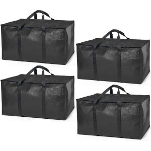 ClearSpace Heavy Duty Moving Bags or Storage Bag – Large Moving Boxes with Backpack Straps, Zippers & Handles – Perfect for Moving, College Dorm, Traveling, Camping, Christmas Decorations, 2 Pack(Black)