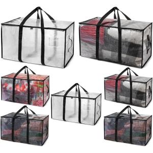 ClearSpace Heavy Duty Moving Bags or Storage Bags – Clear Storage Bins with Lids, Large Moving Boxes with Backpack Straps & Zippers,– Packing Box & Moving Supplies for College Dorm, 3 Pack(7 Pack)