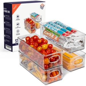 ClearSpace Plastic Pantry Organization and Food Storage Bin – Great Kitchen Storage – Fridge Organizer Bins – 4 Pack(4 Pack)