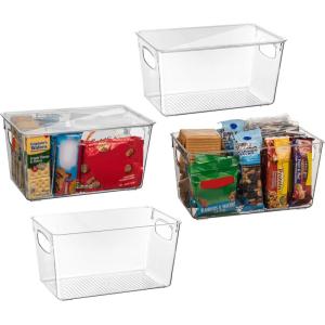 ClearSpace Plastic Pantry Organization and Storage Bins with Lids – Perfect Kitchen Organization or Kitchen Storage – Fridge Organizer, Refrigerator Organizer Bins, Cabinet Organizers(4 Pack)