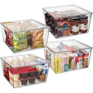 ClearSpace Plastic Storage Bins with Lids XL – Perfect Kitchen Organization or Pantry Storage – Fridge/Cabinet Organizers(4 Pack XL)
