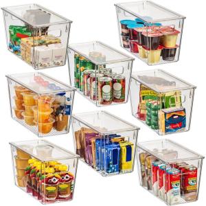 ClearSpace Plastic Storage Bins with Lids XL – Perfect Kitchen Organization or Pantry Storage – Fridge/Cabinet Organizers(8 Pack)