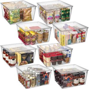 ClearSpace Plastic Storage Bins with Lids XL – Perfect Kitchen Organization or Pantry Storage – Fridge/Cabinet Organizers(8 Pack XL)