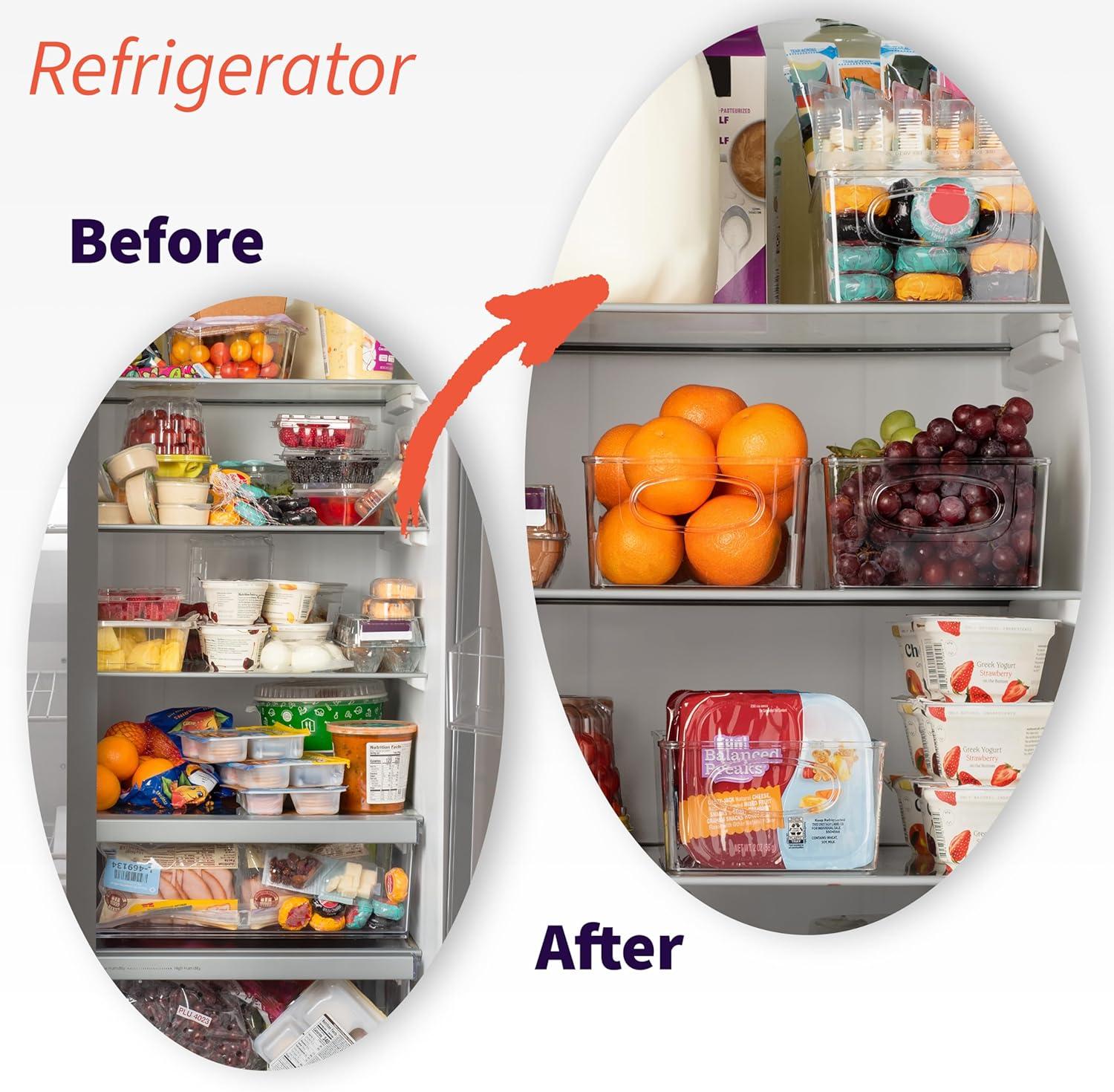 imageClearSpace Plastic Pantry Organization and Storage Bins with Removable Dividers XL Perfect Kitchen Refrigerator Cabinet Organizers 2 Pack4 Pack