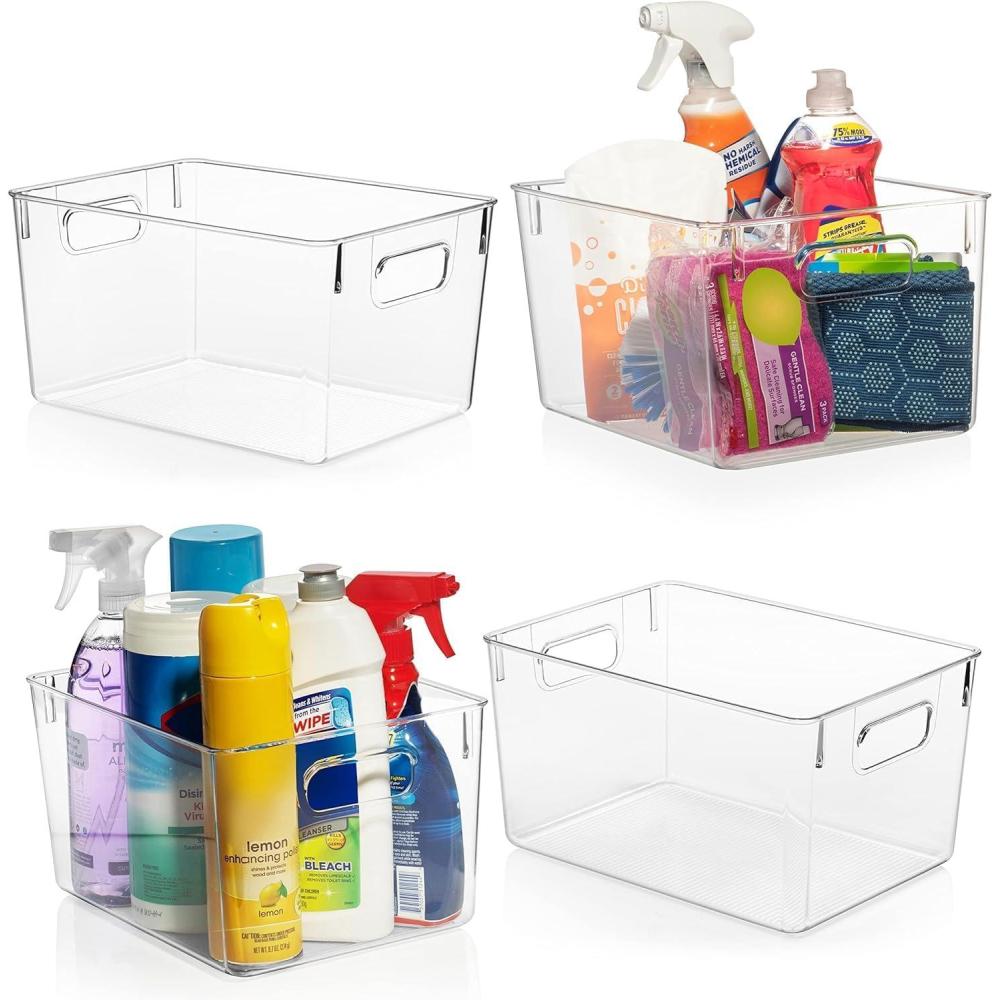 imageClearSpace Clear Plastic Storage Bins  Pantry Organizers amp Storage Containers Cabinet Organizer  Home Organization Must Haves for Kitchen Laundry Room Office Closet Garage amp Freezer4 Pack