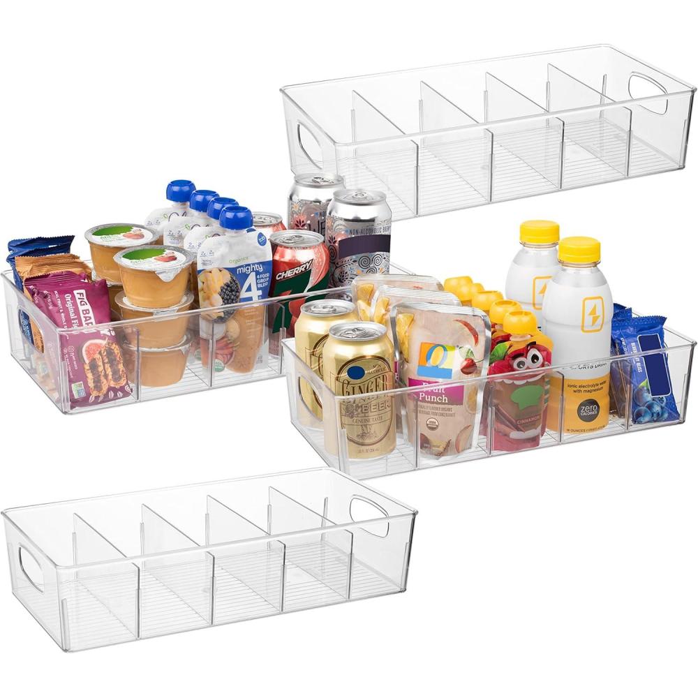 imageClearSpace Plastic Pantry Organization and Storage Bins with Removable Dividers  XL Perfect Kitchen  Refrigerator Cabinet Organizers 2 Pack4 Pack XL