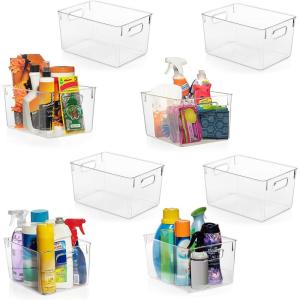 ClearSpace Clear Plastic Storage Bins – Pantry Organizers & Storage Containers, Cabinet Organizer – Home Organization Must Haves for Kitchen, Laundry Room, Office, Closet, Garage & Freezer(8 Pack)