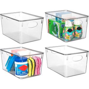 ClearSpace Plastic Storage Bins With lids, 8 Pack – Perfect Pantry Organization and Storage – Fridge Organizer, Pantry Storage Containers and Storage Bins, Cabinet Organizers(4 Pack)