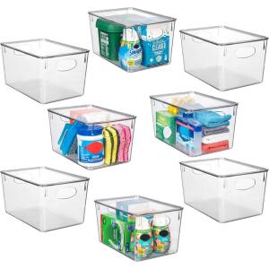 ClearSpace Plastic Storage Bins With lids, 8 Pack – Perfect Pantry Organization and Storage – Fridge Organizer, Pantry Storage Containers and Storage Bins, Cabinet Organizers(8 Pack)