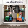 ClearSpace Under Sink Organizer, Pull Out Cabinet Organizer, 2 Pack – 2 Tier Slide Out Organizers and Storage Shelf – Metal Sliding Drawer for Kitchen Bathroom Pantry Cabinet Organization Rack, Black(Black)