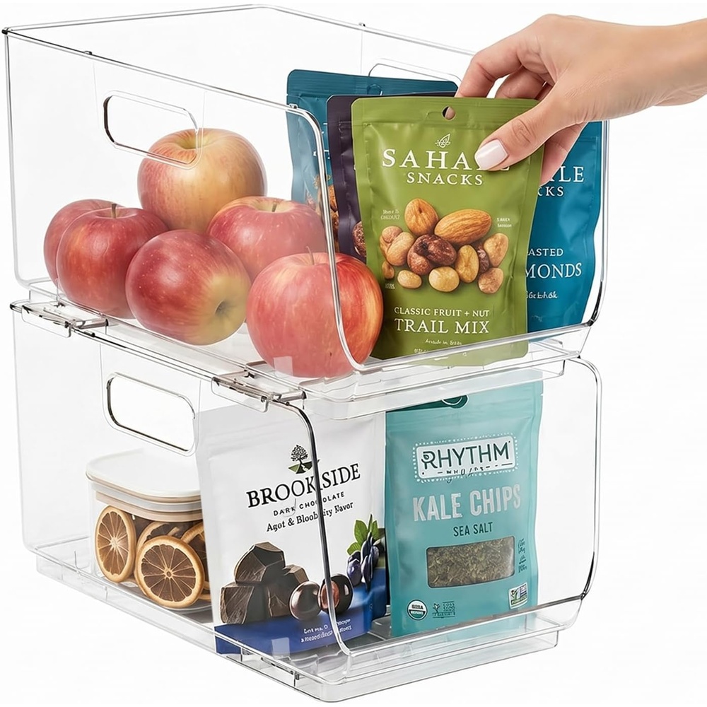 image:imageClearSpace Stackable Storage Bins Front Pantry Organizer Small 4 PackMedium